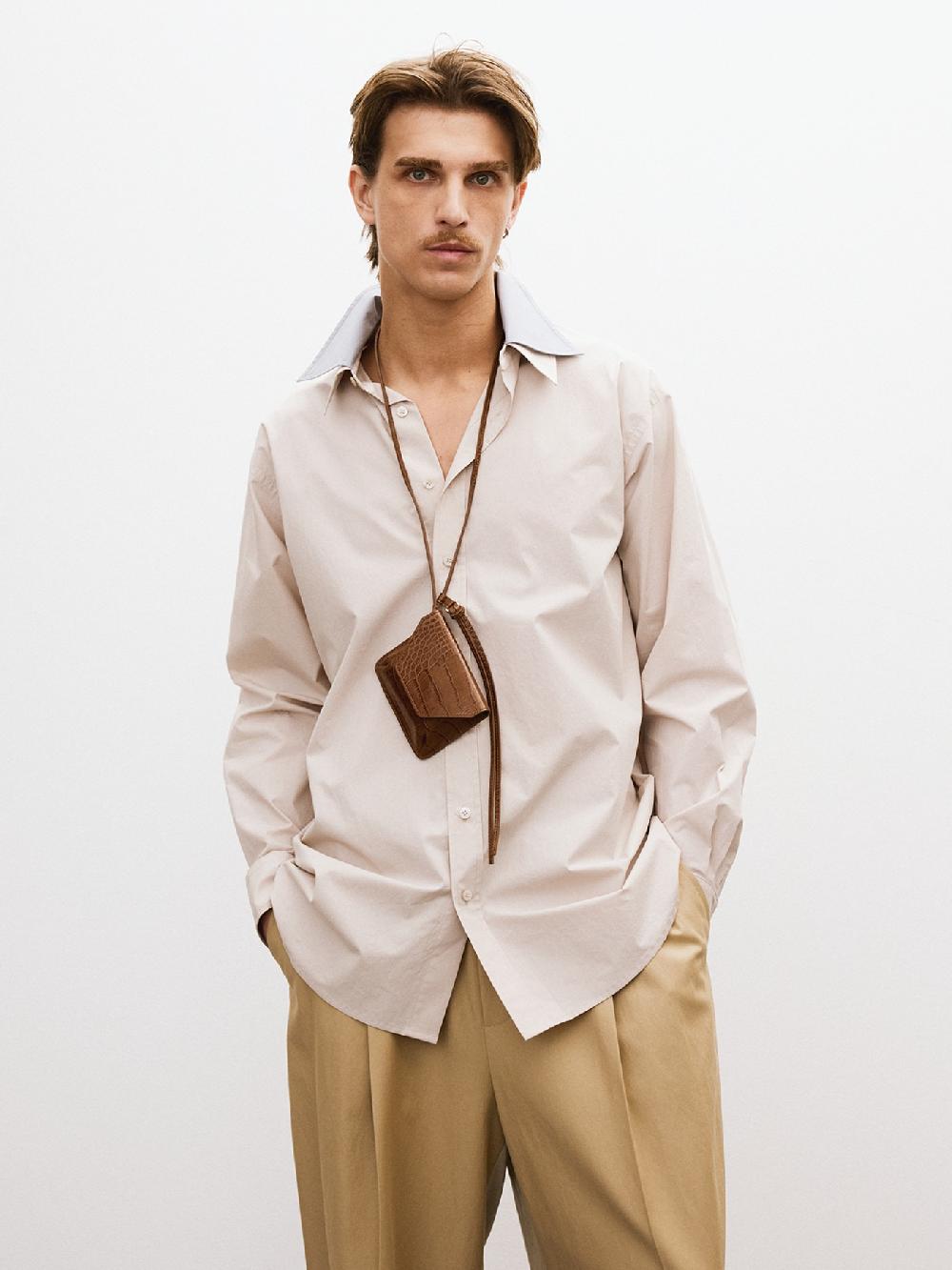 recto CONTRAST DOUBLE COLLAR SHIRT (SEPIA BEIGE)