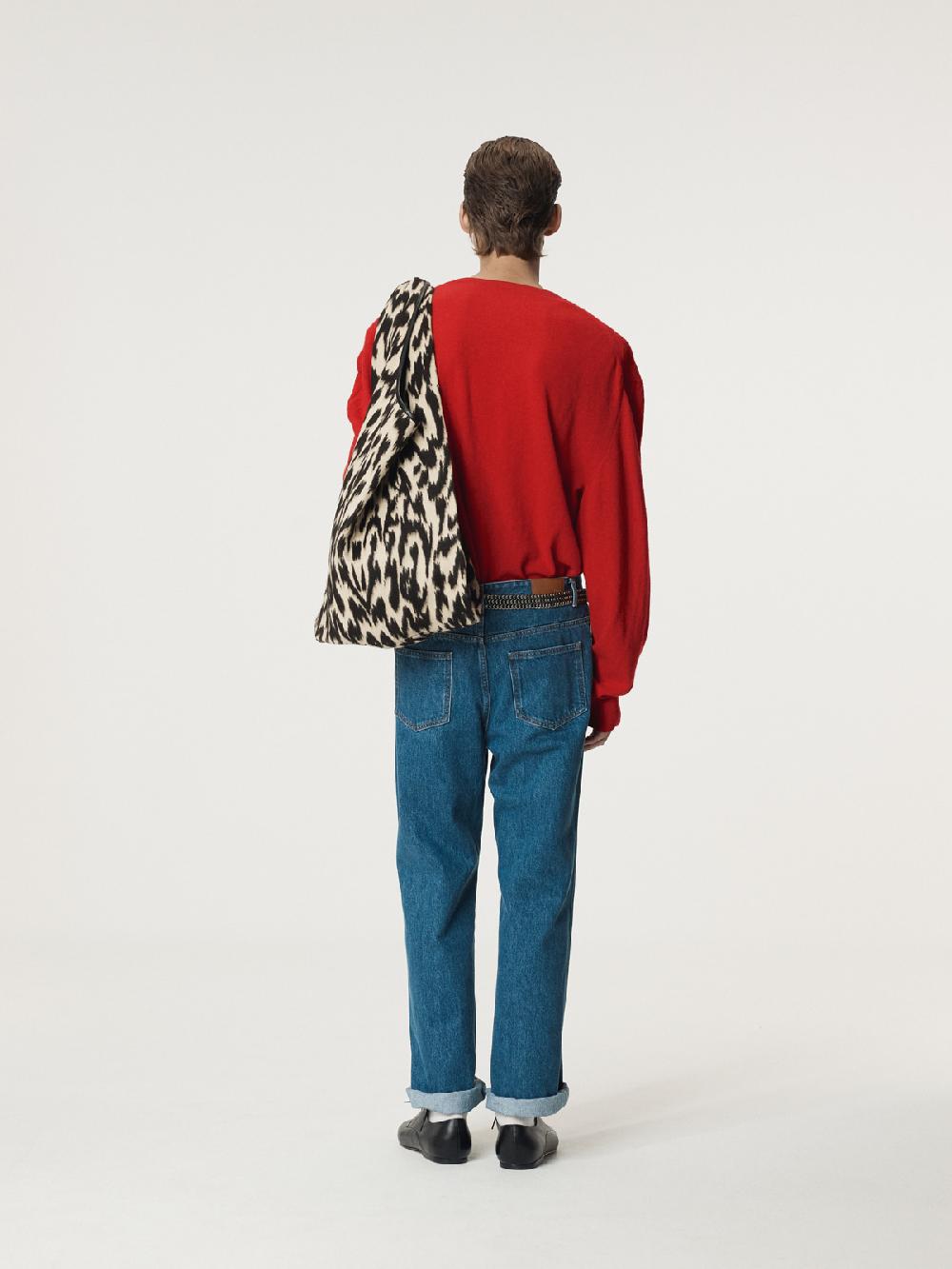 Recto CONTRAST LAYERED V-NECK KNIT TOP (RED)