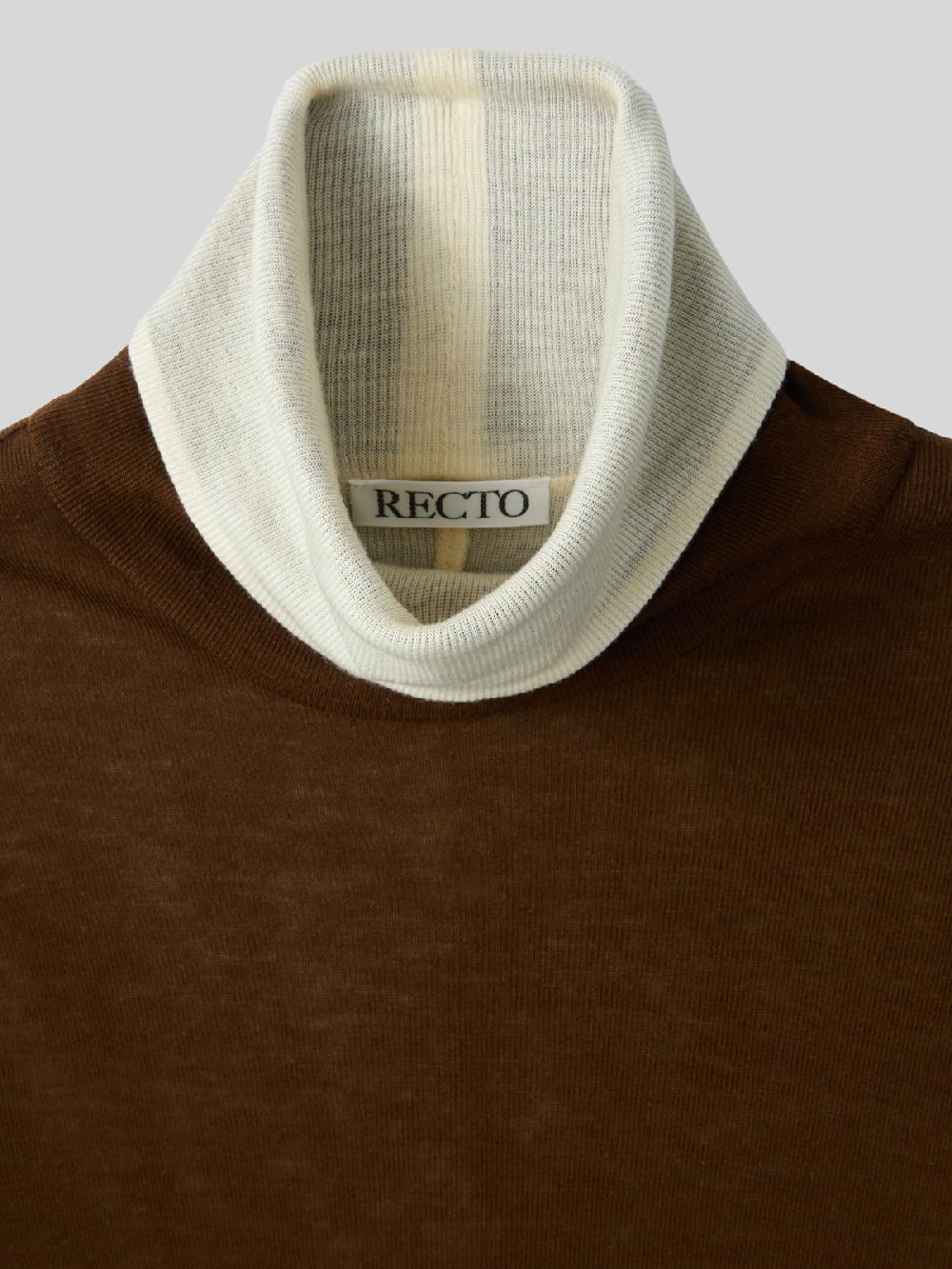 Recto CONTRAST WOOL JERSEY TURTLENECK (BROWN)