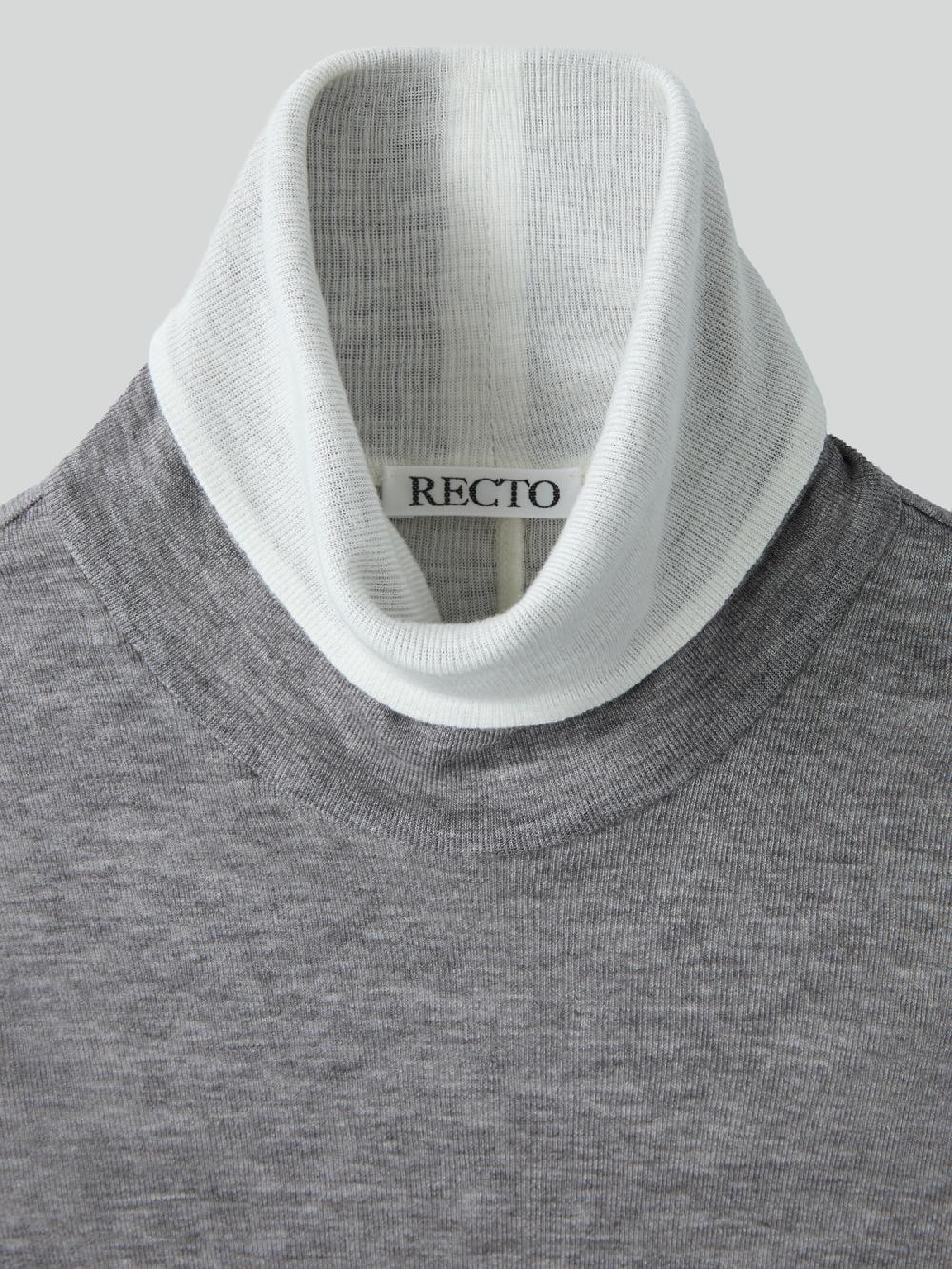 Recto CONTRAST WOOL JERSEY TURTLENECK (MELANGE GREY)