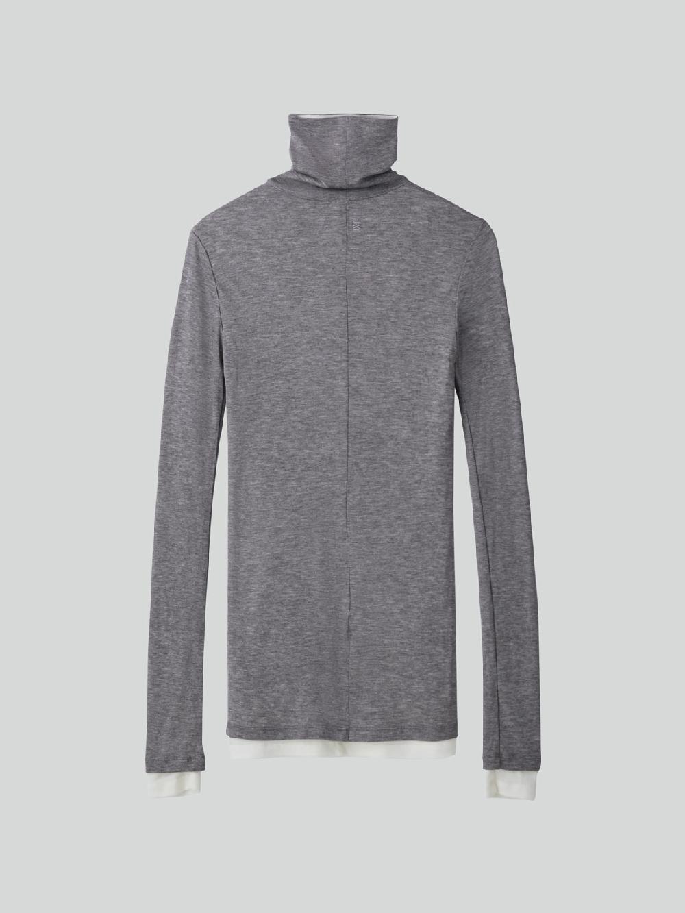 Recto CONTRAST WOOL JERSEY TURTLENECK (MELANGE GREY)