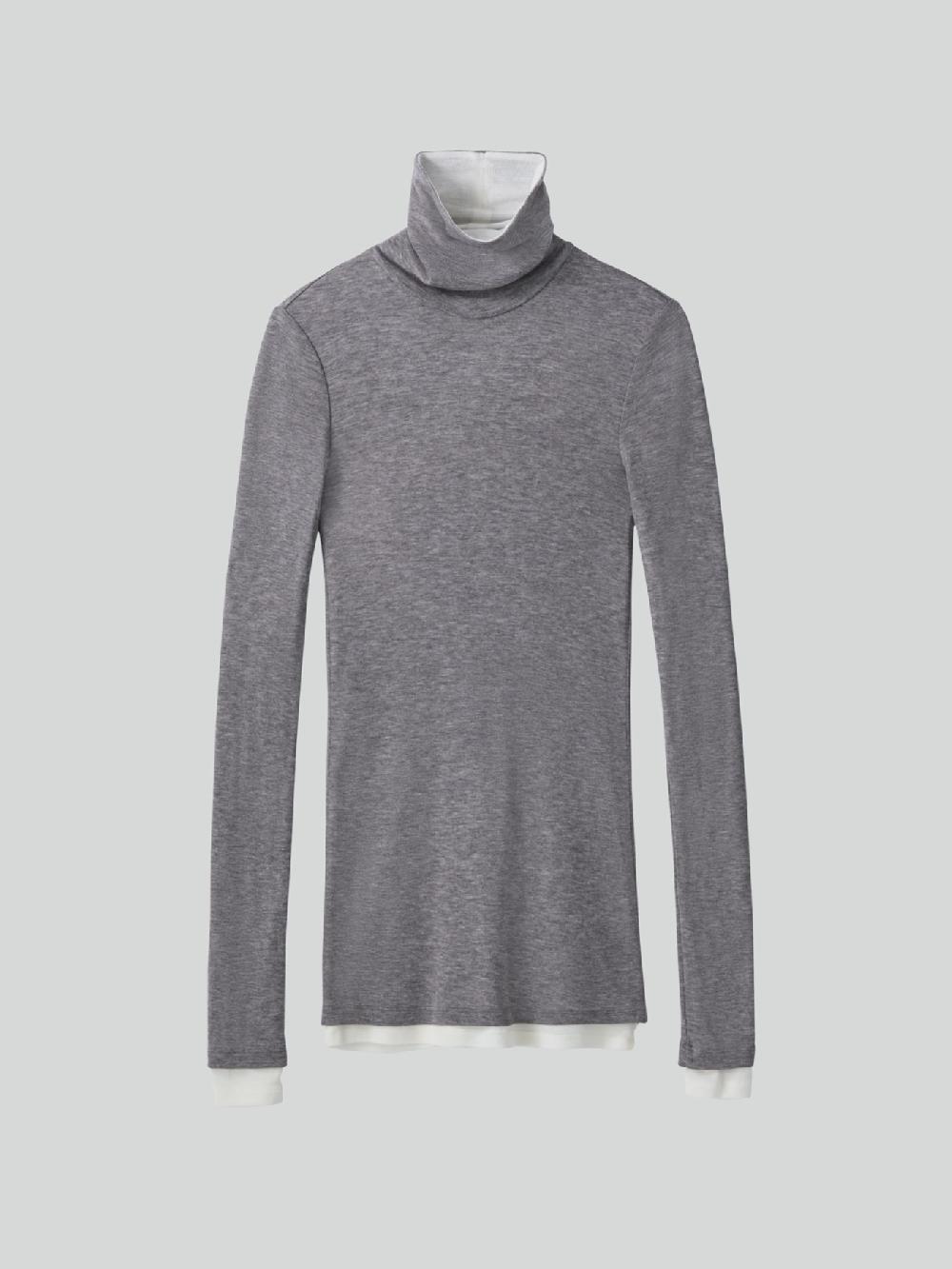 recto CONTRAST WOOL JERSEY TURTLENECK (MELANGE GREY)