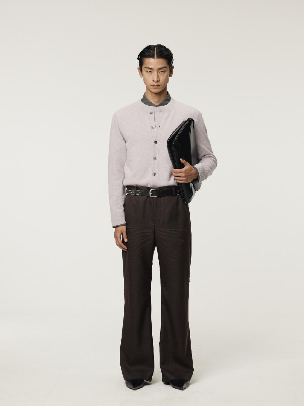 Recto CREW NECK LAYERED CARDIGAN KNIT TOP (LAVENDER)