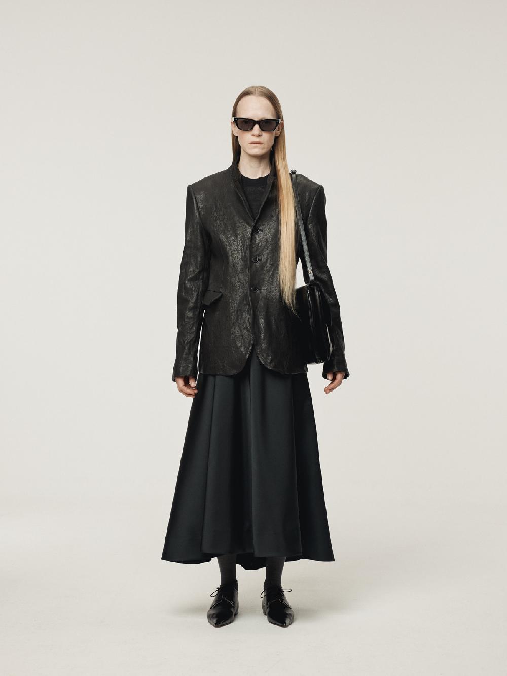 Recto CRINKLED LEATHER SINGLE JACKET (BLACK)