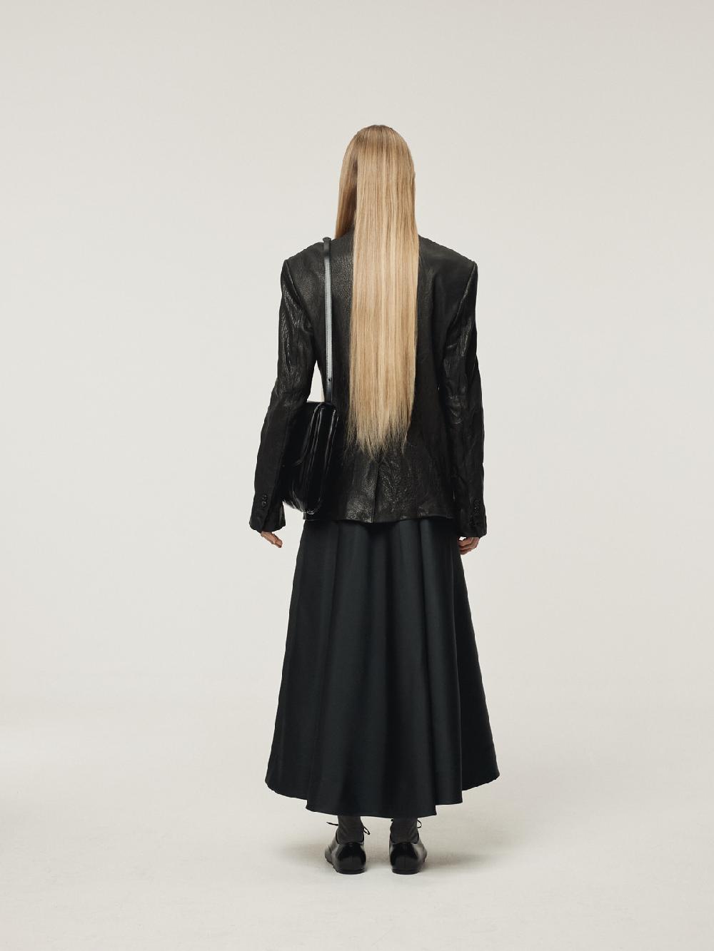 Recto CRINKLED LEATHER SINGLE JACKET (BLACK)