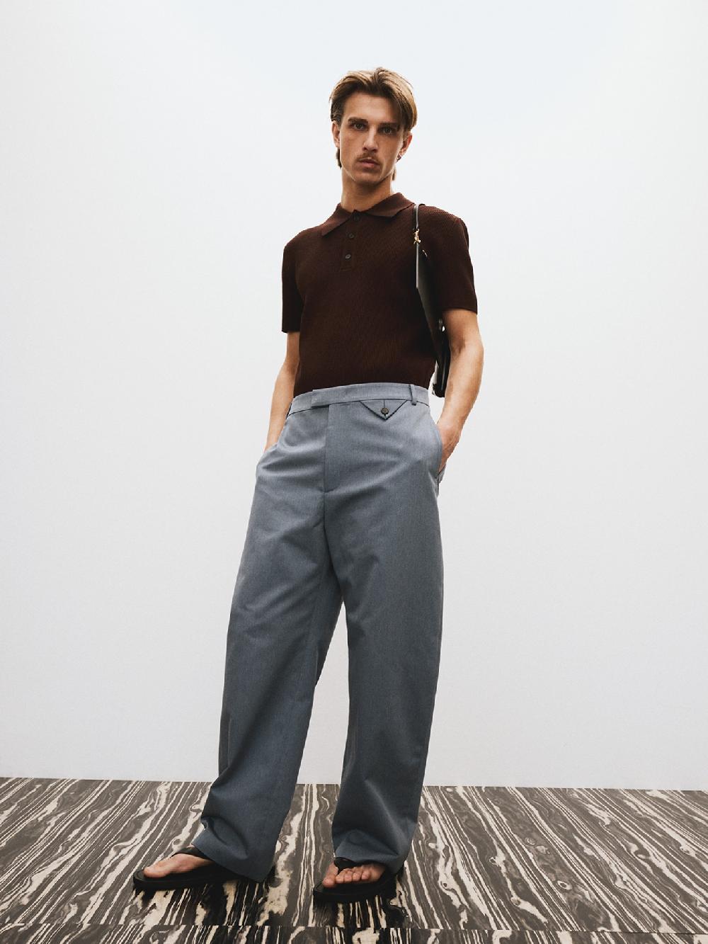 recto CURVED SEAM DETAIL PANTS (DUSTY BLUE)