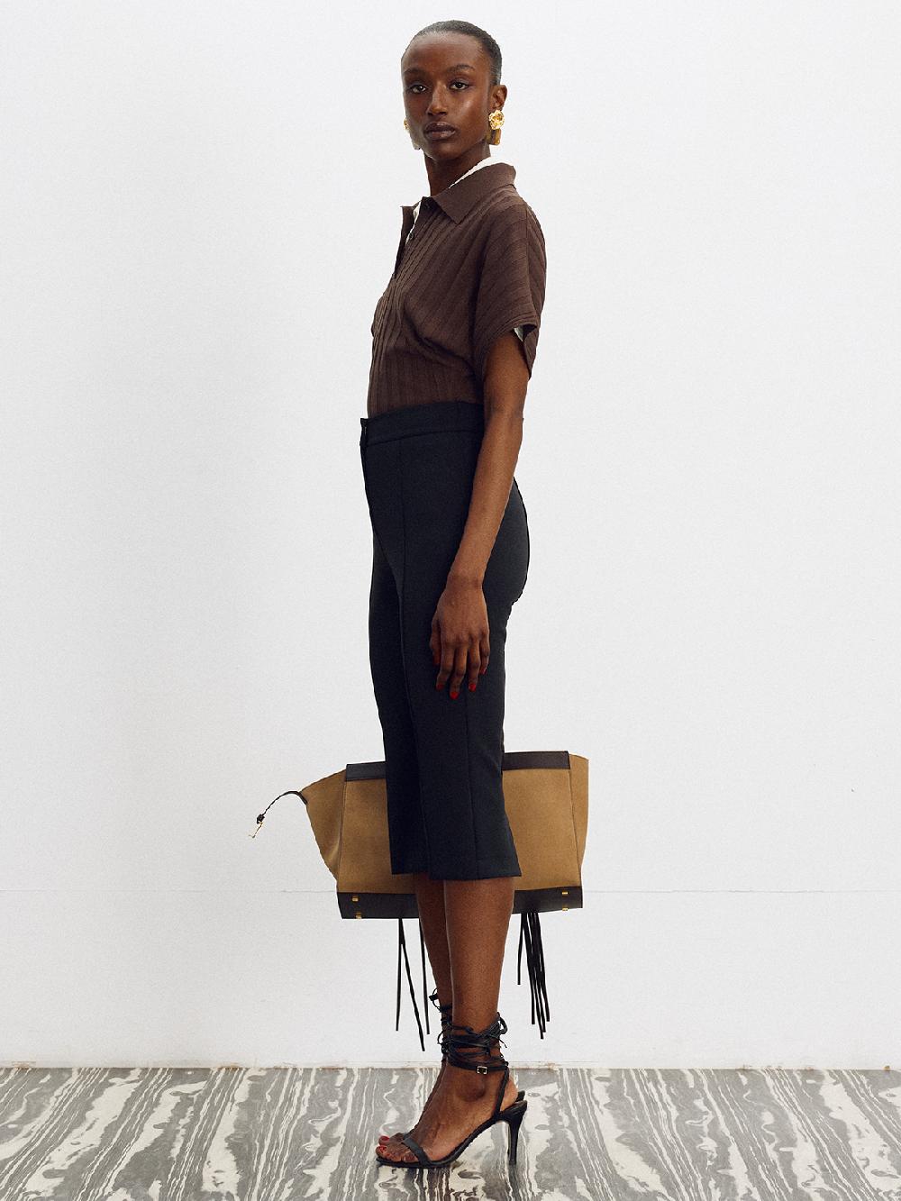 Recto DOLMAN SLEEVES KNIT POLO TOP (KHAKI BROWN)