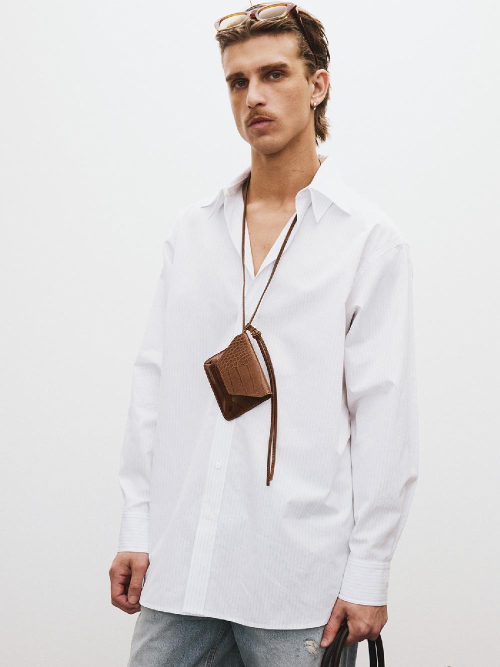 recto DOUBLE COLLAR STRIPE SHIRT (LIGHT BLUE)