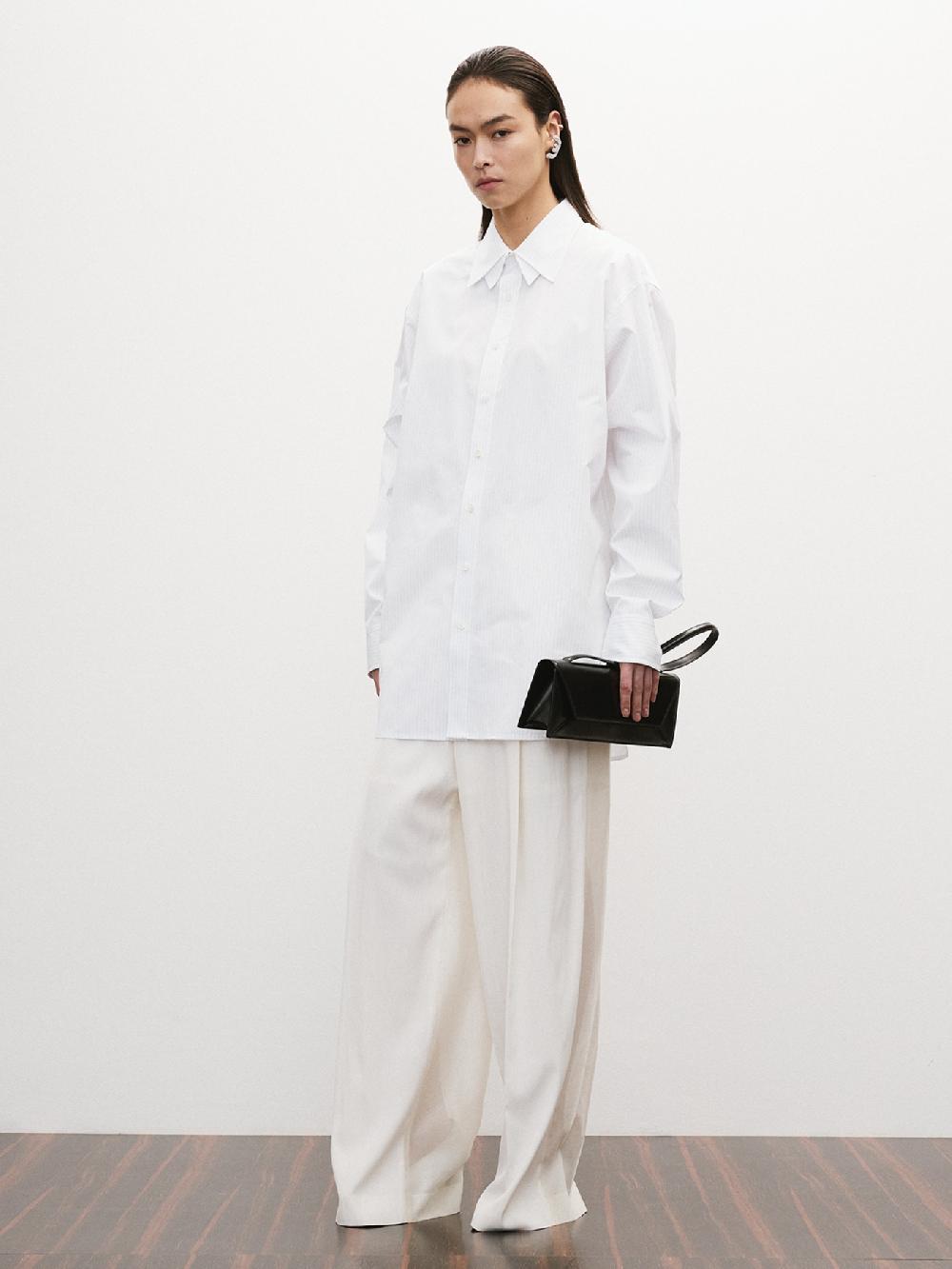 recto DOUBLE COLLAR STRIPE SHIRT (LIGHT BLUE)