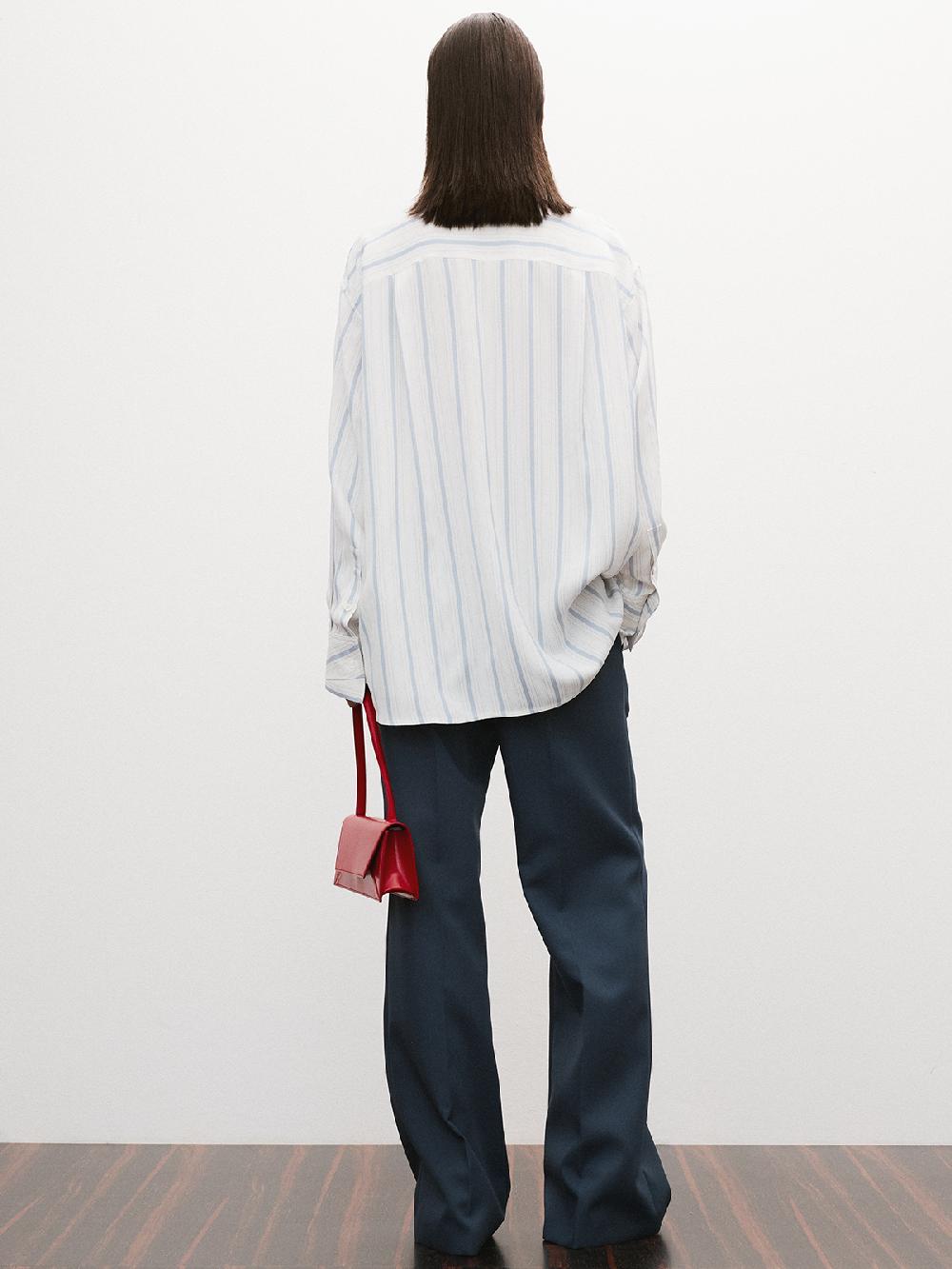 Recto DOUBLE LAYER CUFFS STRIPE SHIRT (SKY BLUE)