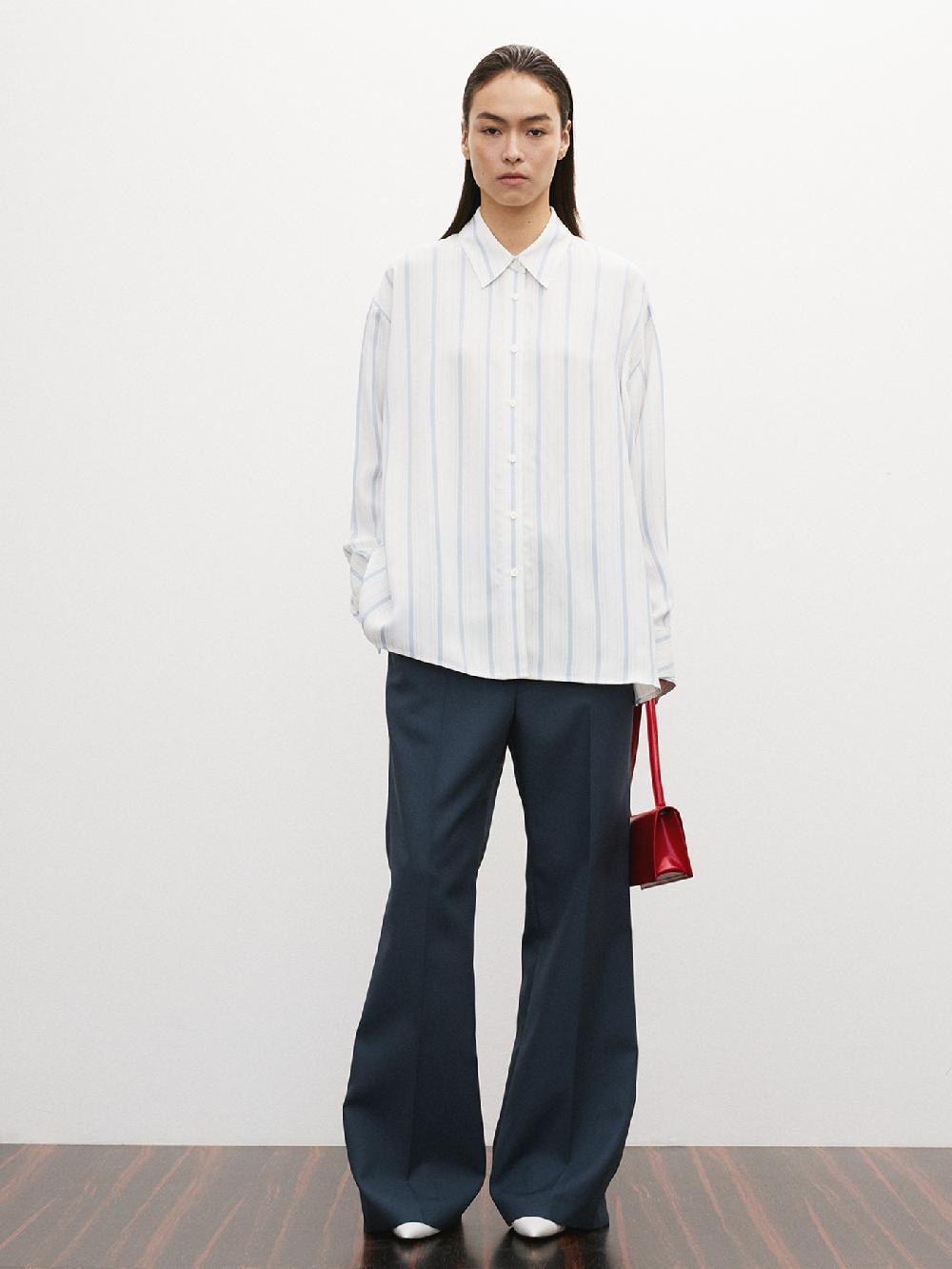 recto DOUBLE LAYER CUFFS STRIPE SHIRT (SKY BLUE)