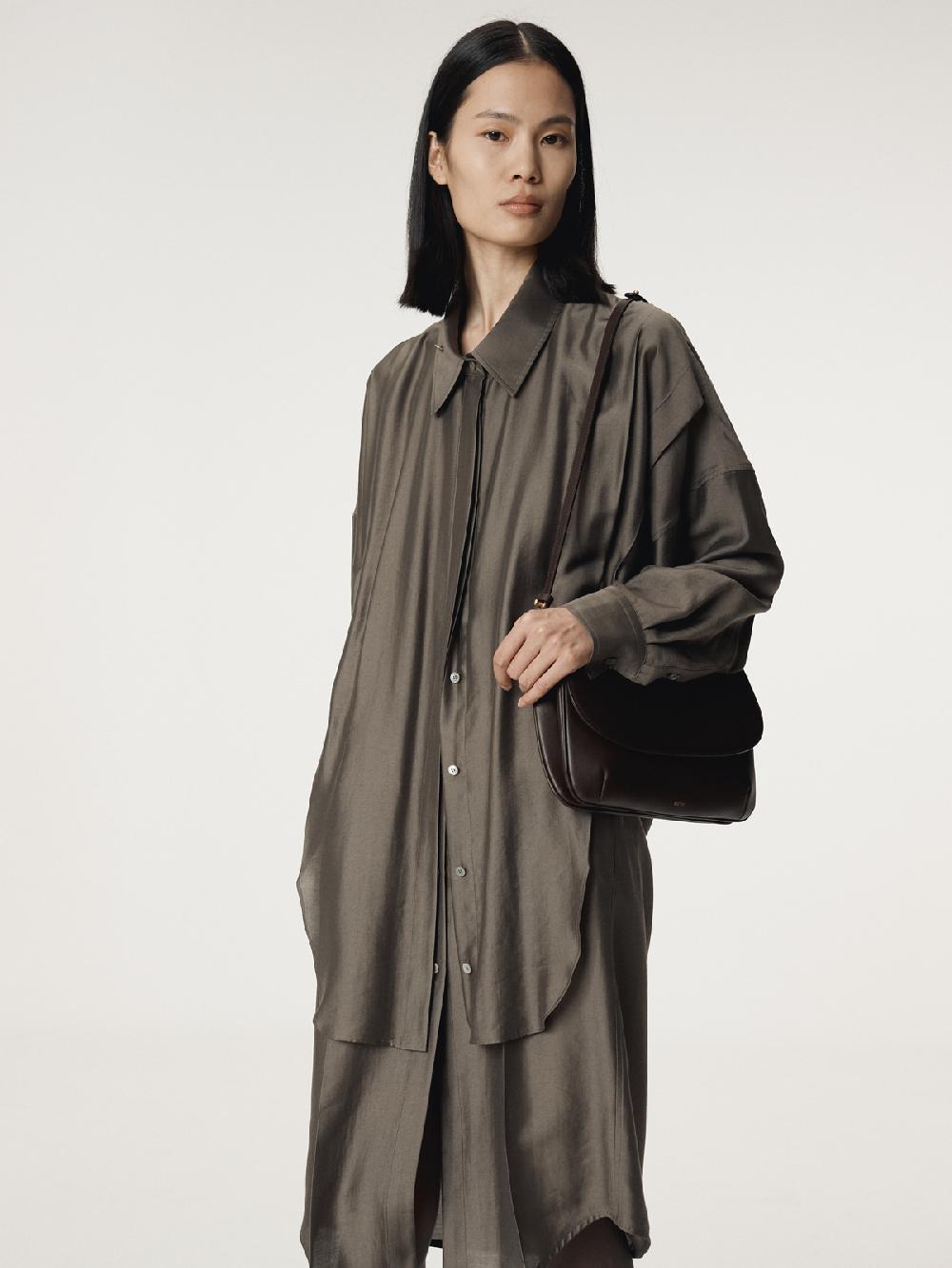 Recto DOUBLE LAYER POINT SHIRT DRESS (KHAKI BROWN)
