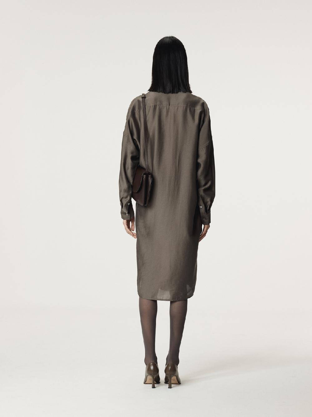 Recto DOUBLE LAYER POINT SHIRT DRESS (KHAKI BROWN)
