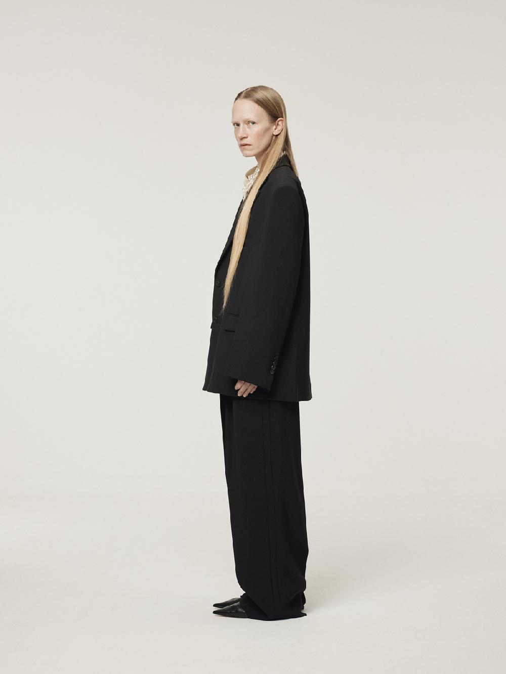 Recto DOUBLE PLEATED WIDE PANTS (BLACK)