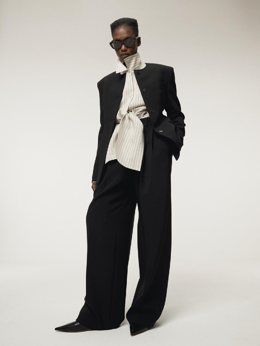 recto DOUBLE PLEATED WIDE PANTS (BLACK)