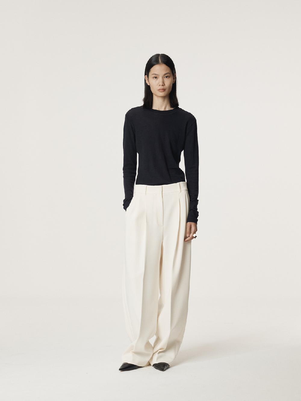 Recto DOUBLE PLEATED WIDE PANTS (CREAM)