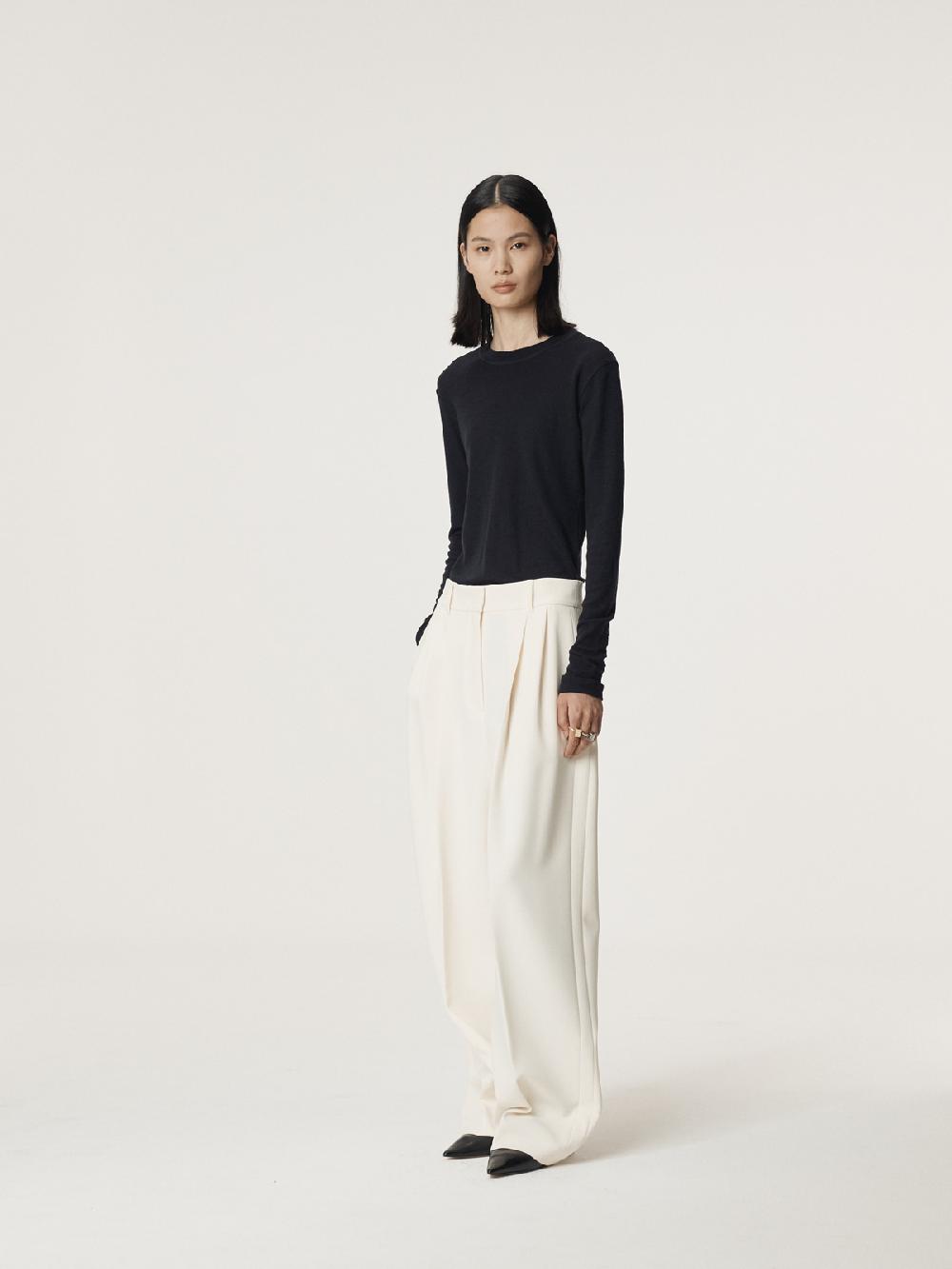 Recto DOUBLE PLEATED WIDE PANTS (CREAM)