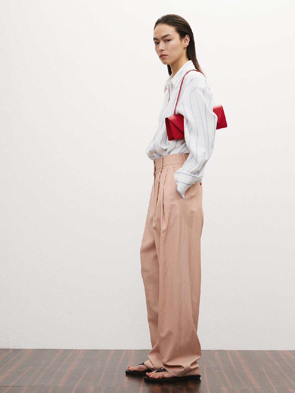 Recto DOUBLE PLEATED WIDE PANTS (PEACH)
