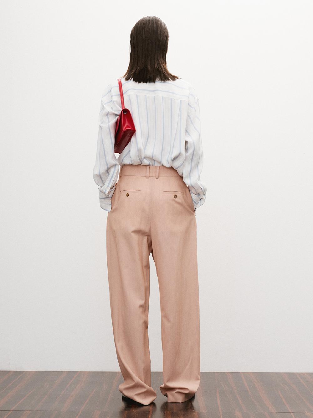 Recto DOUBLE PLEATED WIDE PANTS (PEACH)