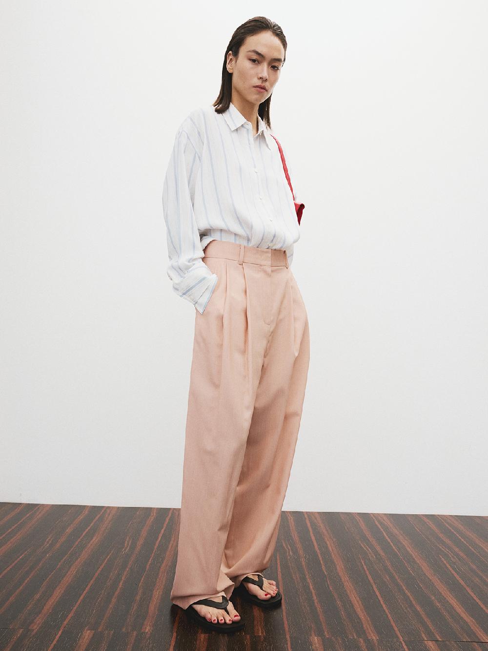 Recto DOUBLE PLEATED WIDE PANTS (PEACH)