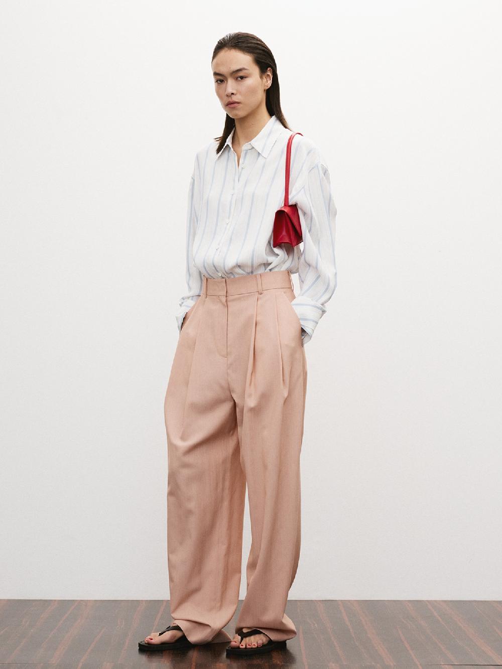 recto DOUBLE PLEATED WIDE PANTS (PEACH)