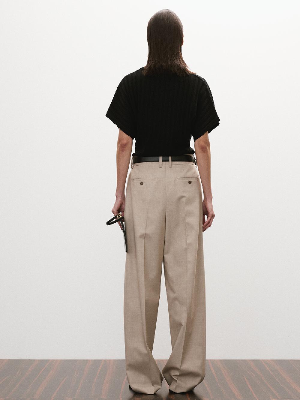 Recto DOUBLE PLEATED WIDE PANTS (SEPIA BEIGE)