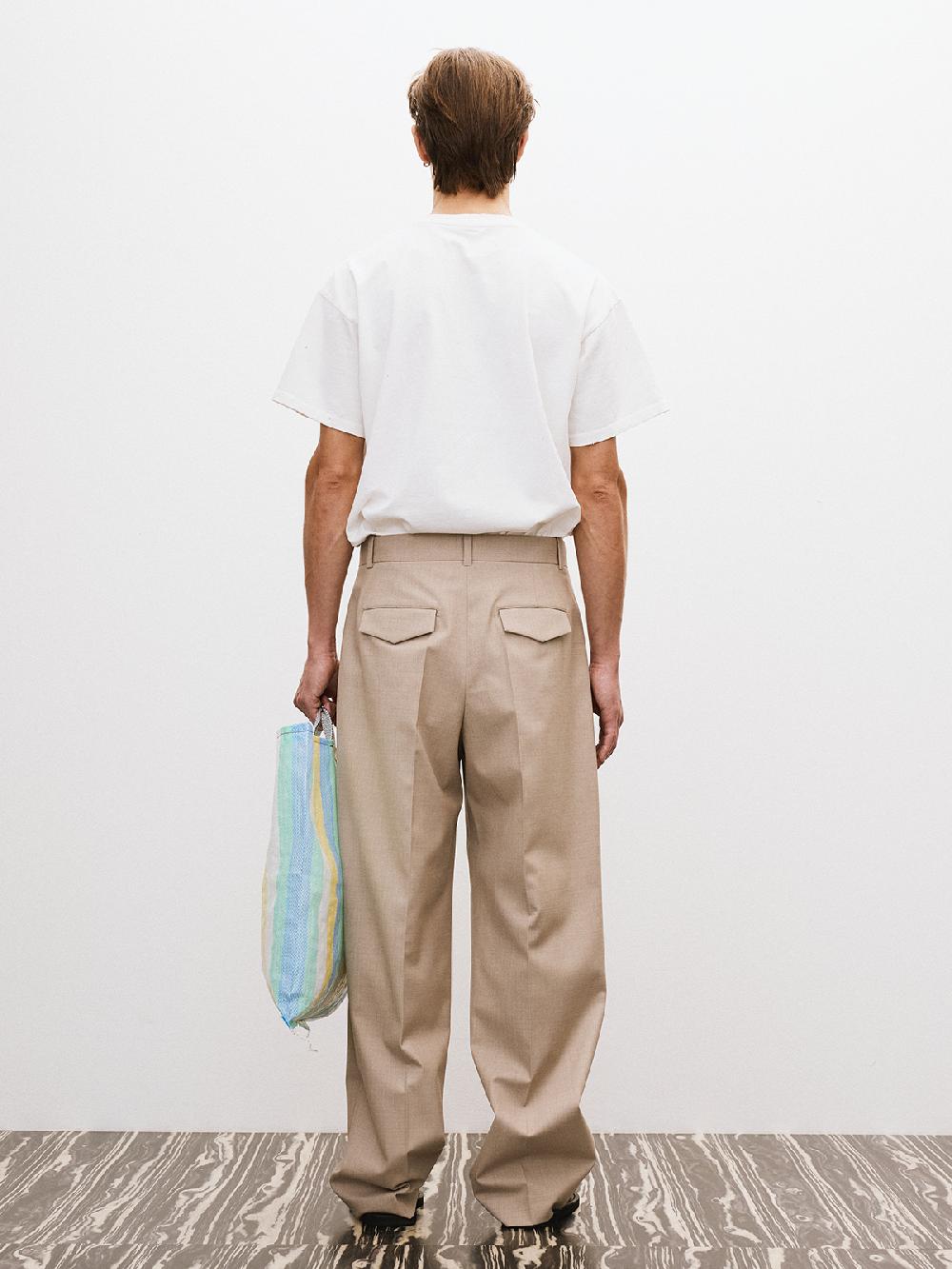 Recto DOUBLE PLEATED WIDE PANTS (SEPIA BEIGE)