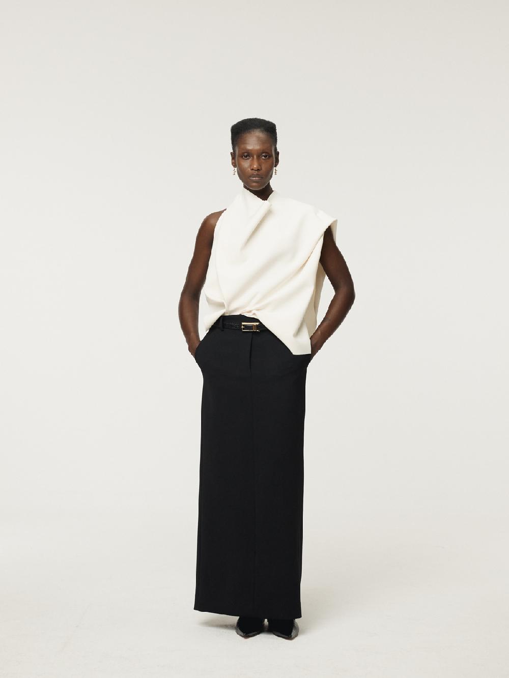 Recto DRAPED HALTER NECK DRESS (CREAM)