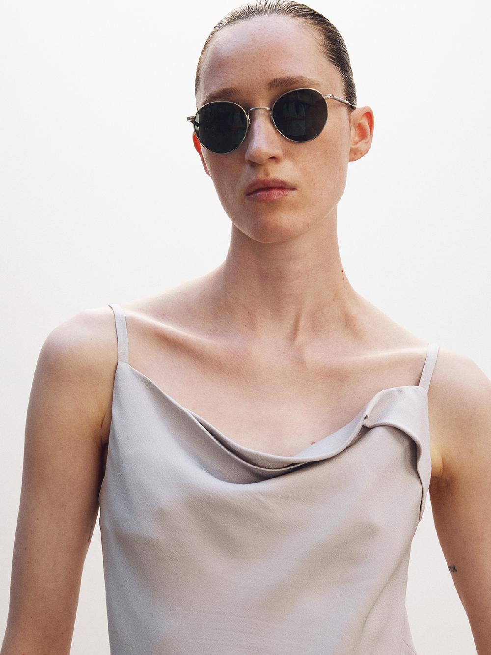 Recto DRAPERY NECKLINE SLIP DRESS (WHITE GREY)