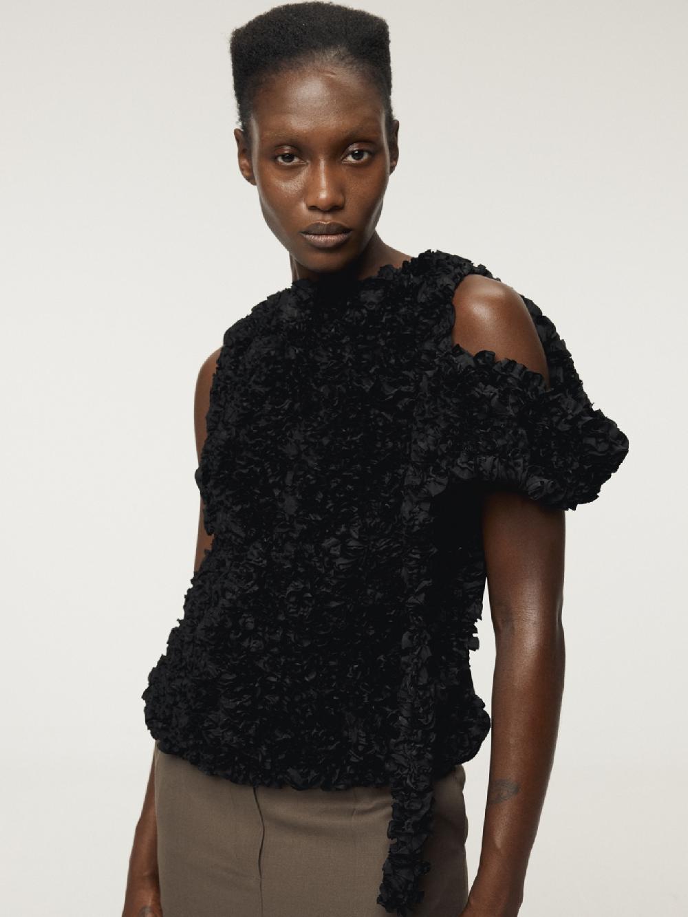 recto EMBROIDERY EVENING TOP (BLACK)