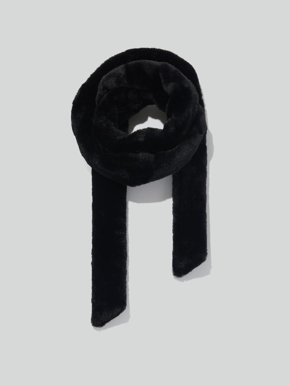 recto FAUX FUR LONG SCARF (BLACK)