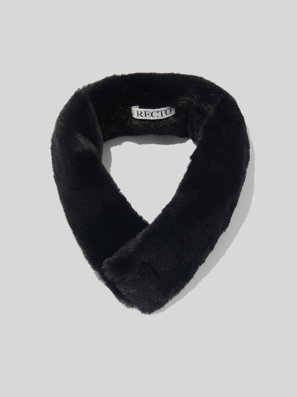 recto FAUX FUR SHORT SCARF (BLACK)