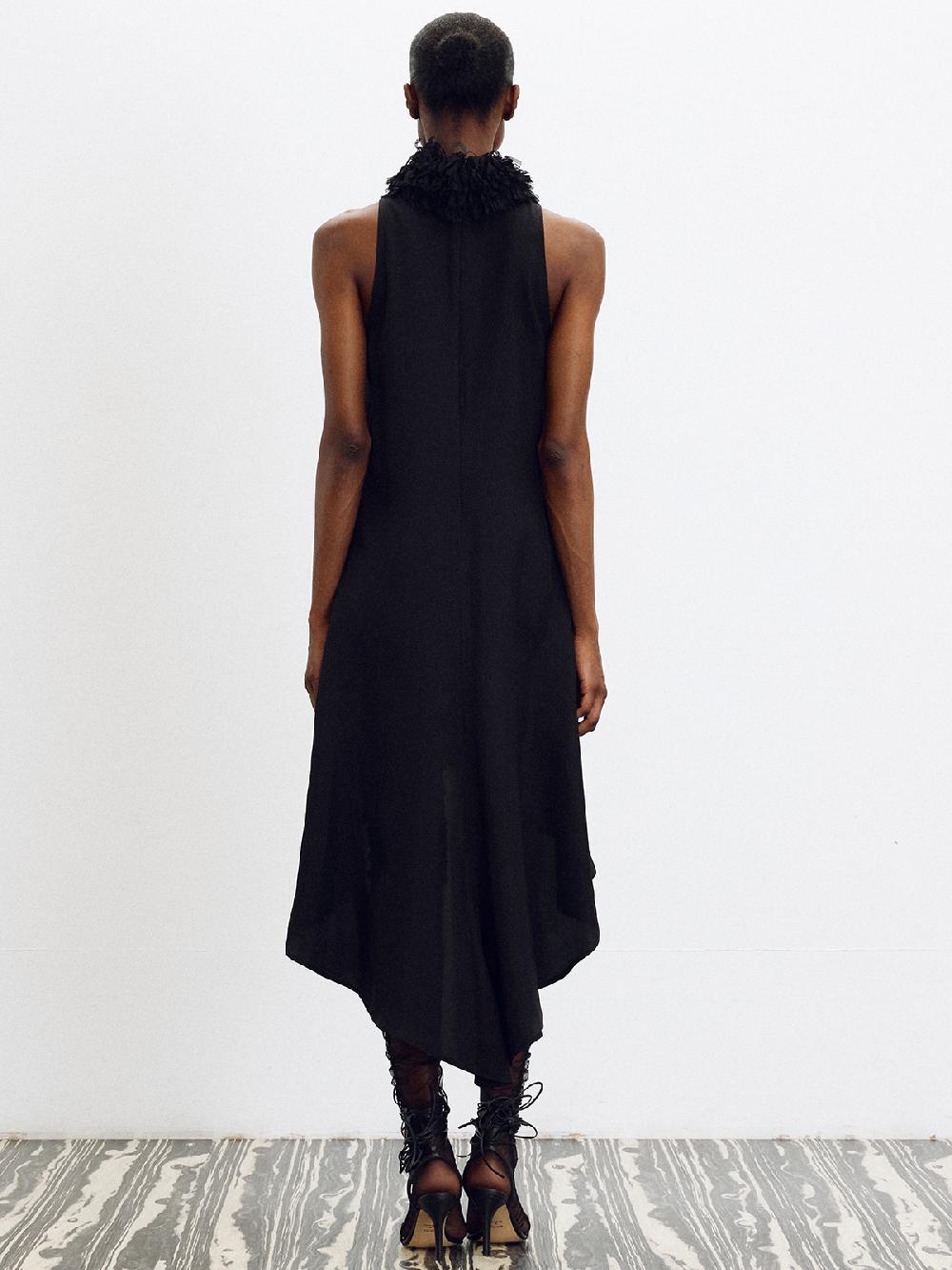 Recto FRINGE COLLAR HALTER NECK DRESS (BLACK)