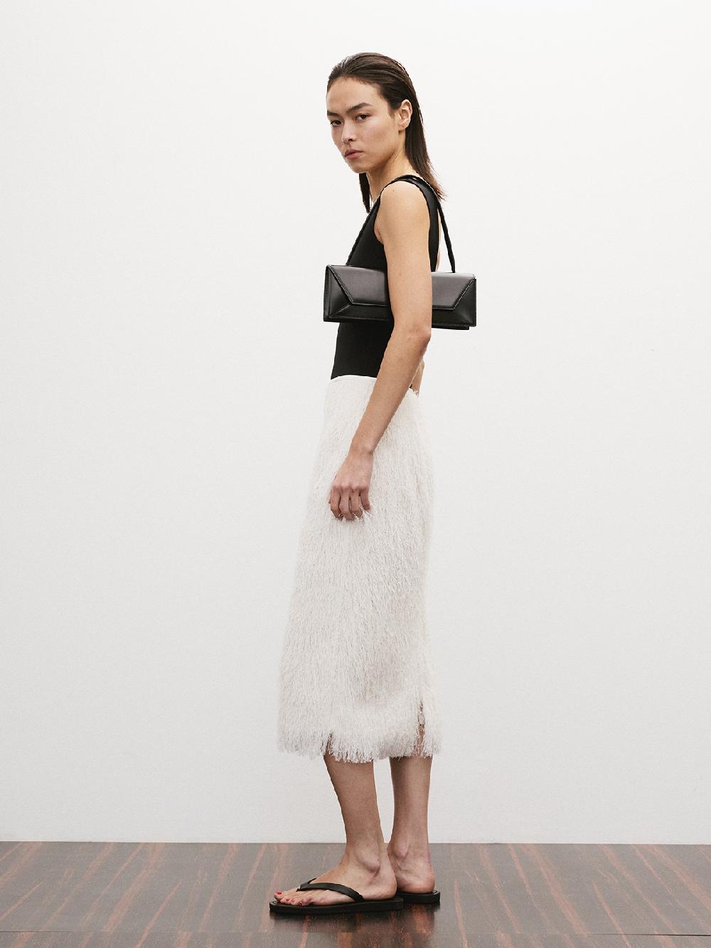 Recto FRINGE EFFECT H-LINE SKIRT (IVORY)