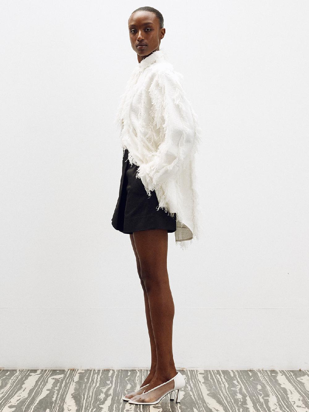 Recto FRINGE EFFECT OVERSIZED SHIRT (OFF WHITE)