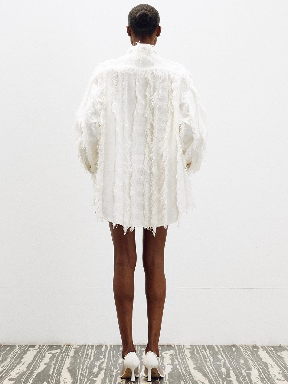 Recto FRINGE EFFECT OVERSIZED SHIRT (OFF WHITE)