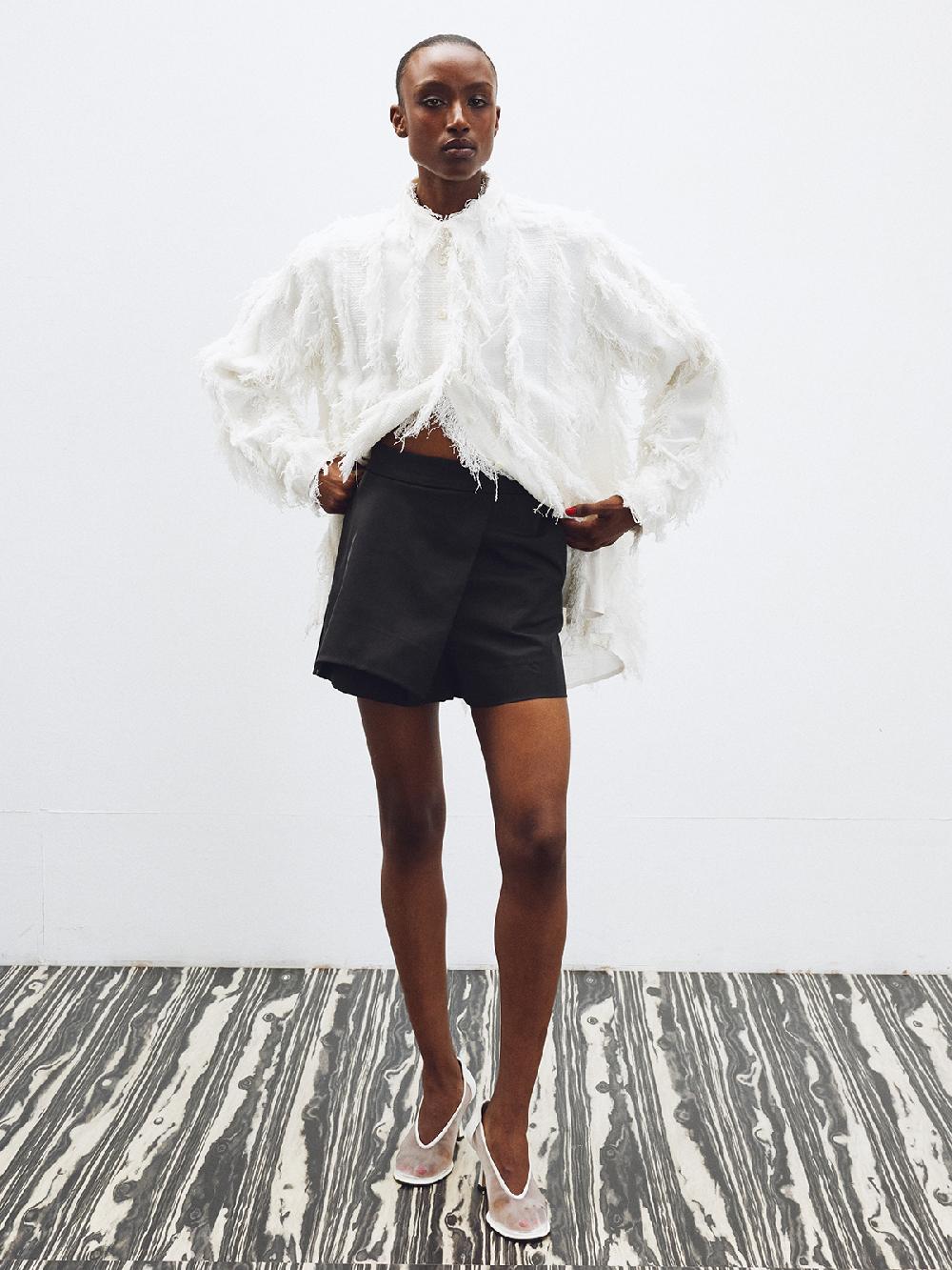 Recto FRINGE EFFECT OVERSIZED SHIRT (OFF WHITE)