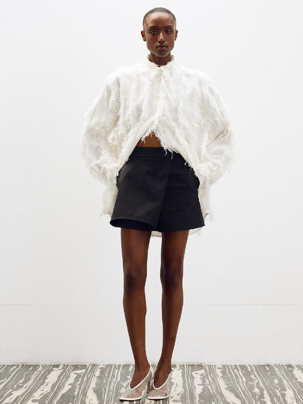 recto FRINGE EFFECT OVERSIZED SHIRT (OFF WHITE)