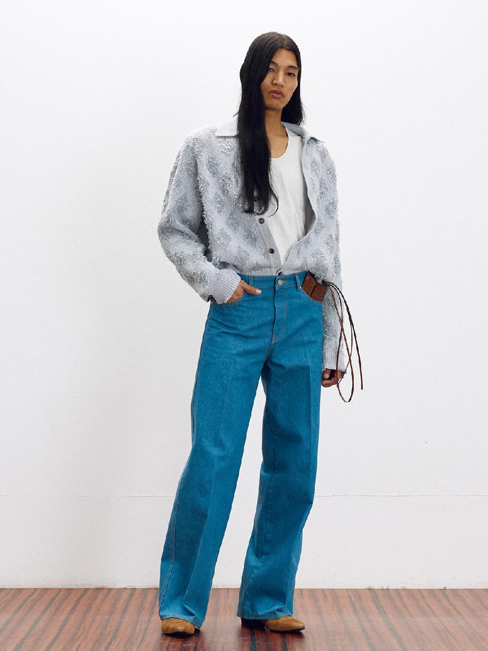 Recto FRINGE JACQUARD KNIT CARDIGAN (COOL GREY)