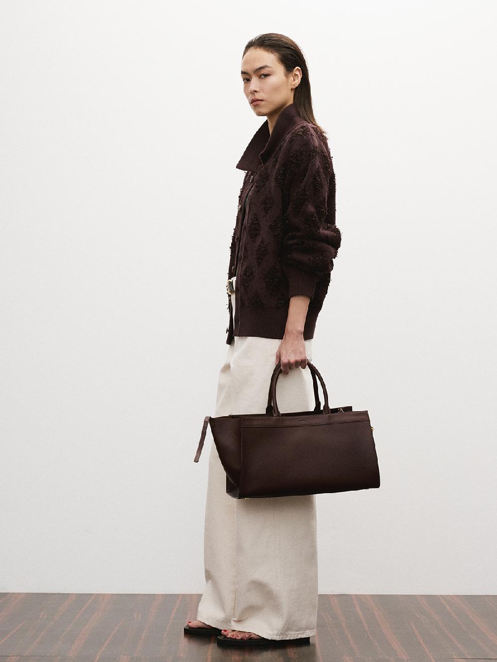 Recto FRINGE JACQUARD KNIT CARDIGAN (VINTAGE BROWN)