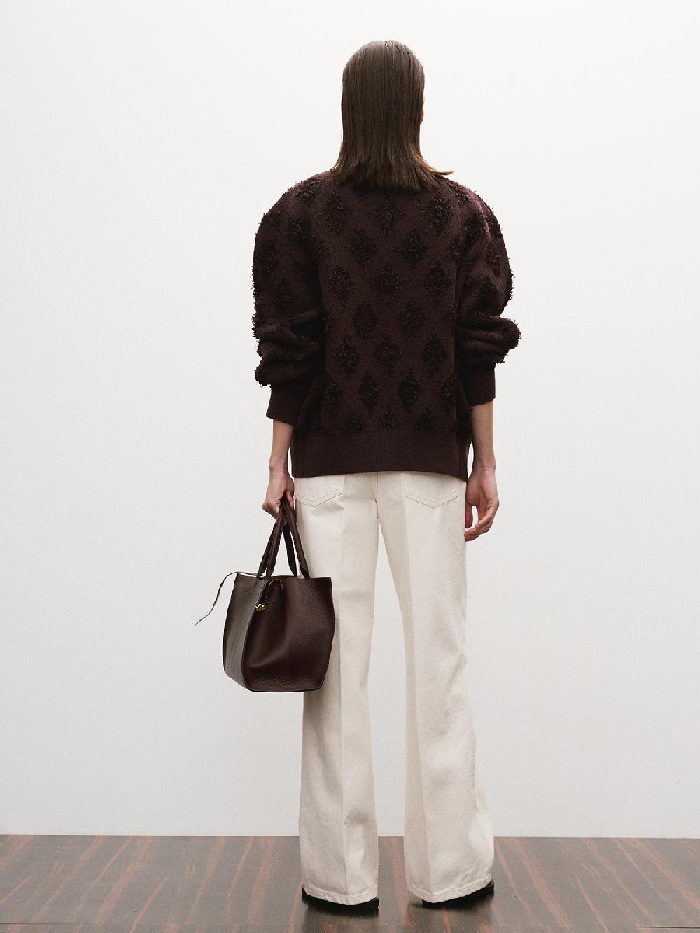 Recto FRINGE JACQUARD KNIT CARDIGAN (VINTAGE BROWN)