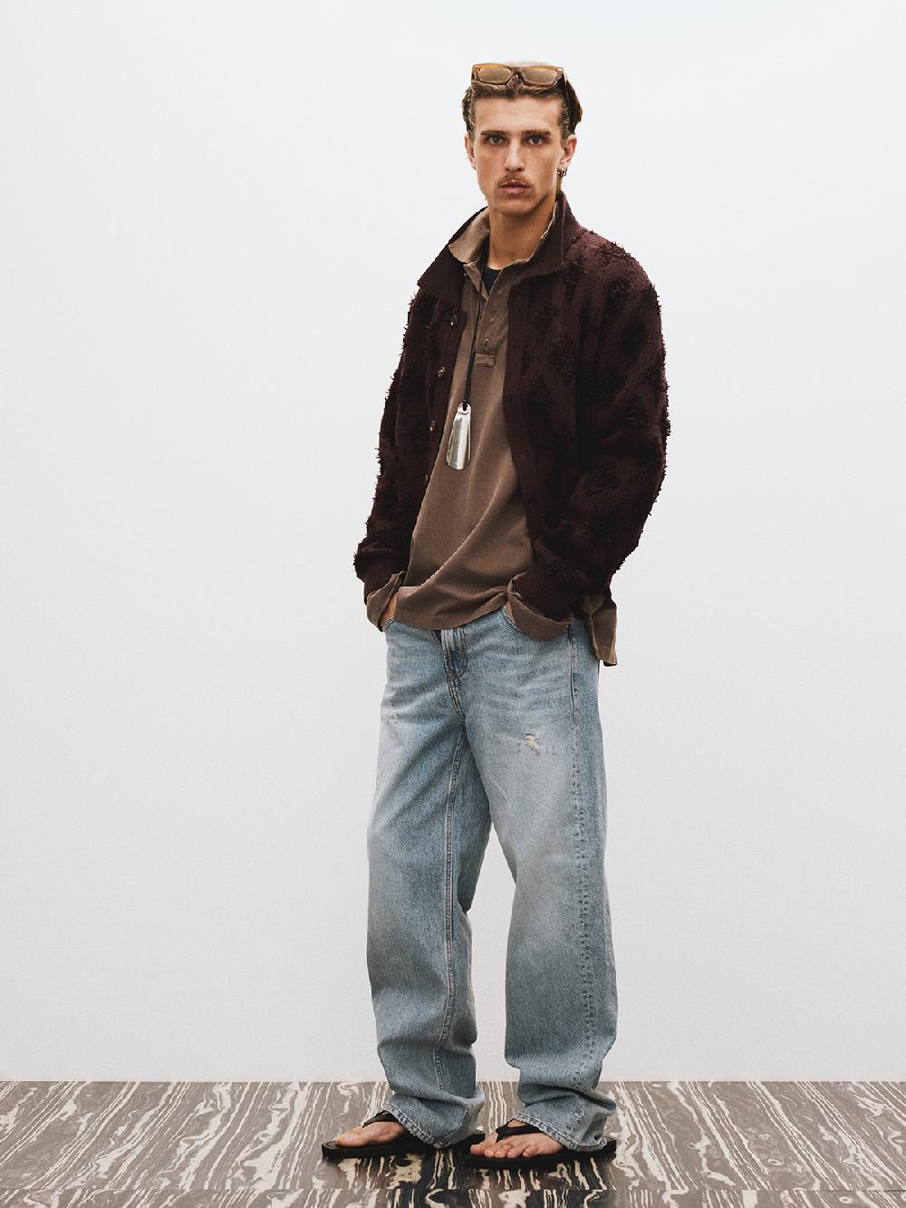 Recto FRINGE JACQUARD KNIT CARDIGAN (VINTAGE BROWN)