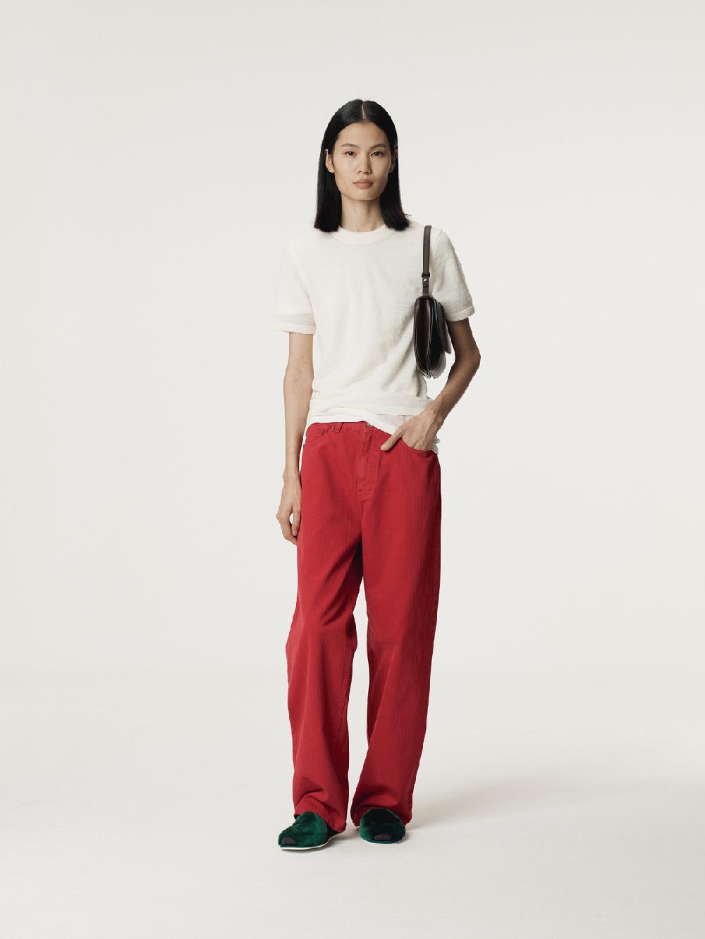 Recto GARMENT DYED DENIM PANTS (RED)