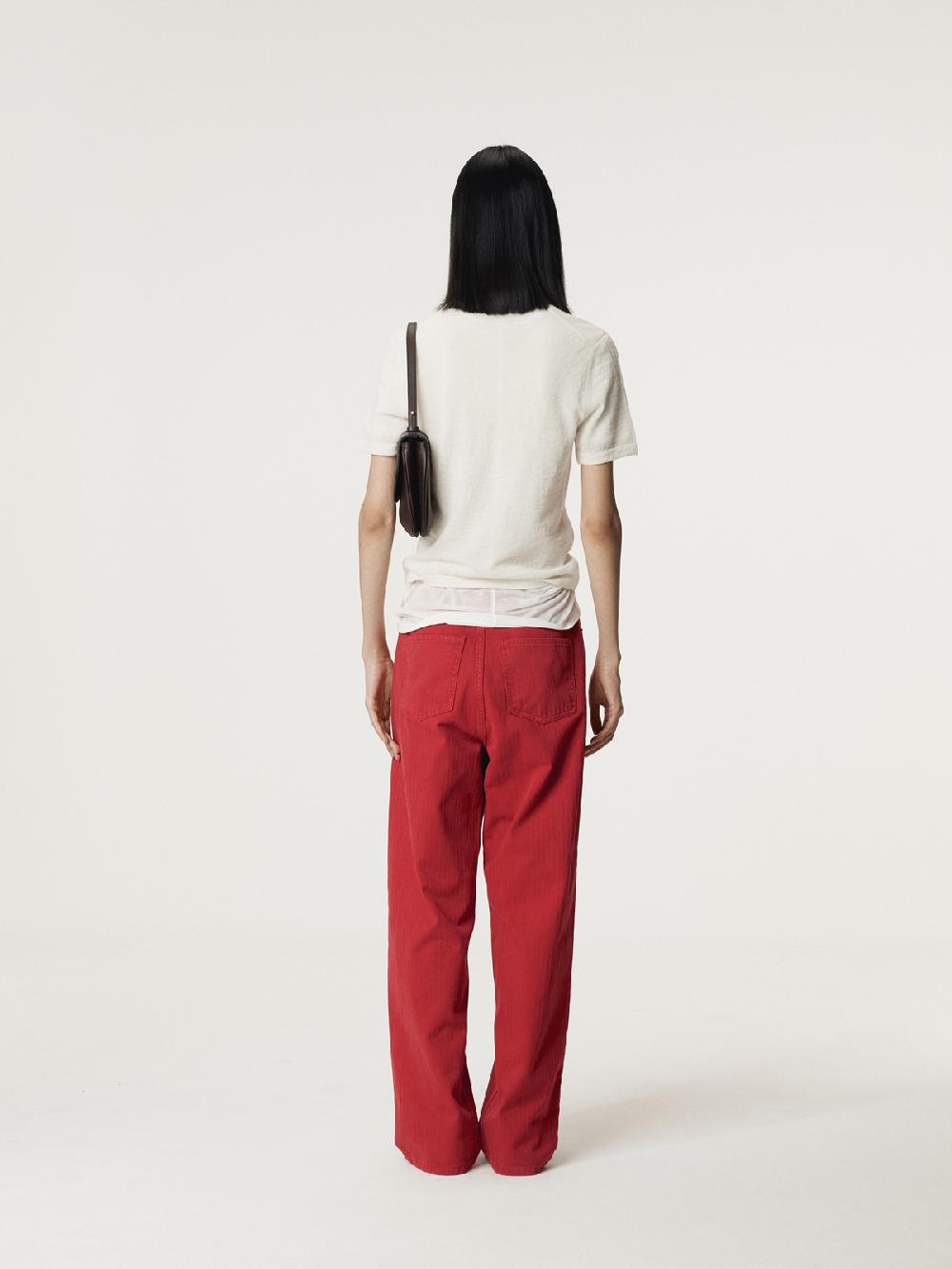 Recto GARMENT DYED DENIM PANTS (RED)