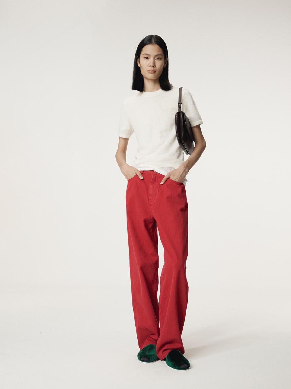 Recto GARMENT DYED DENIM PANTS (RED)