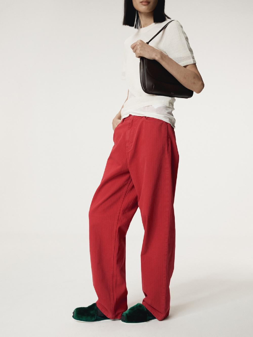 recto GARMENT DYED DENIM PANTS (RED)