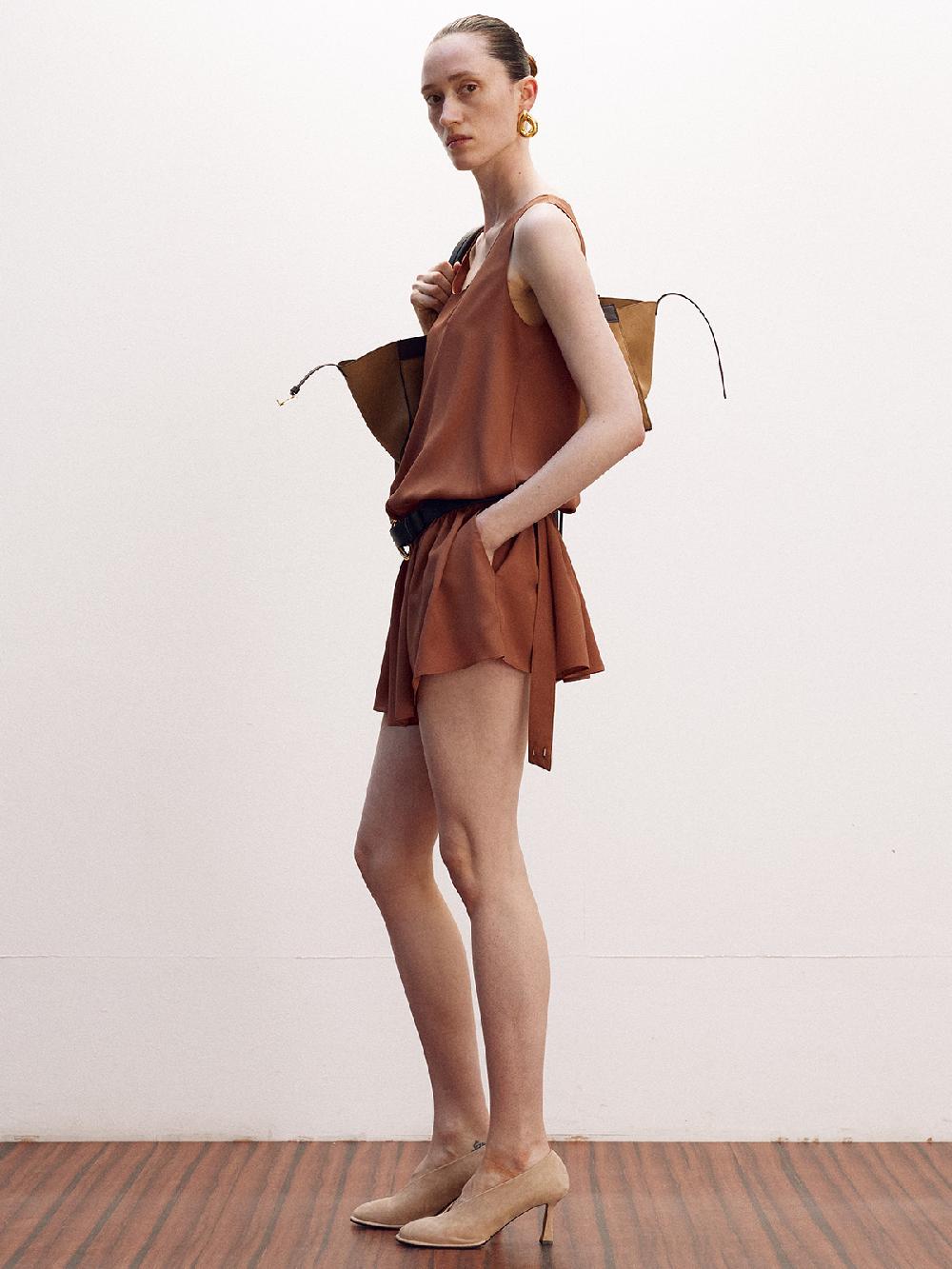 Recto GATHERED DETAIL MINI DRESS (COCOA)