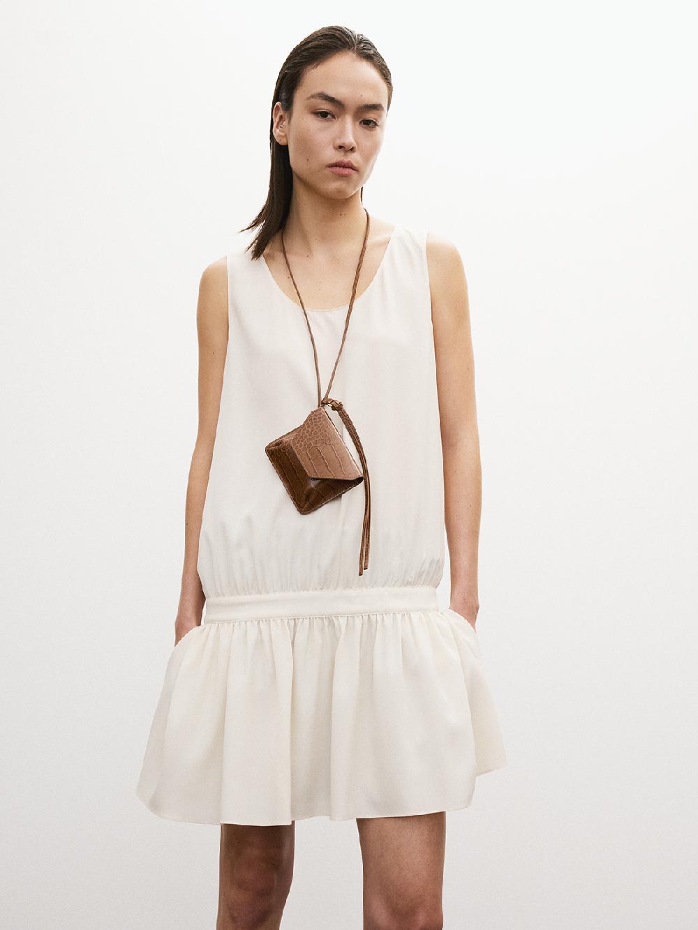 Recto GATHERED DETAIL MINI DRESS (CREAM)