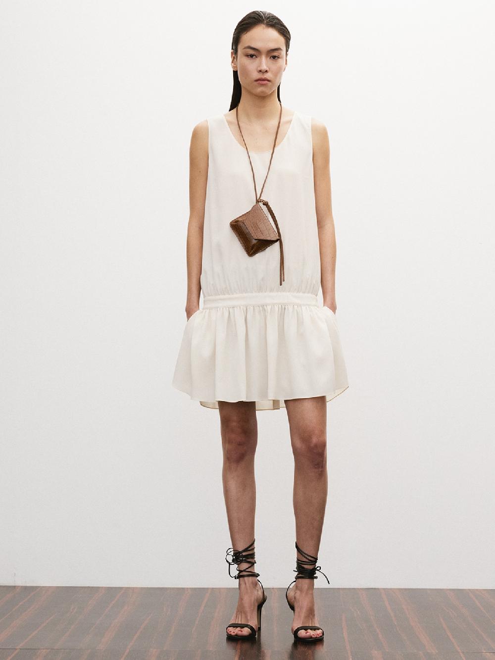 recto GATHERED DETAIL MINI DRESS (CREAM)