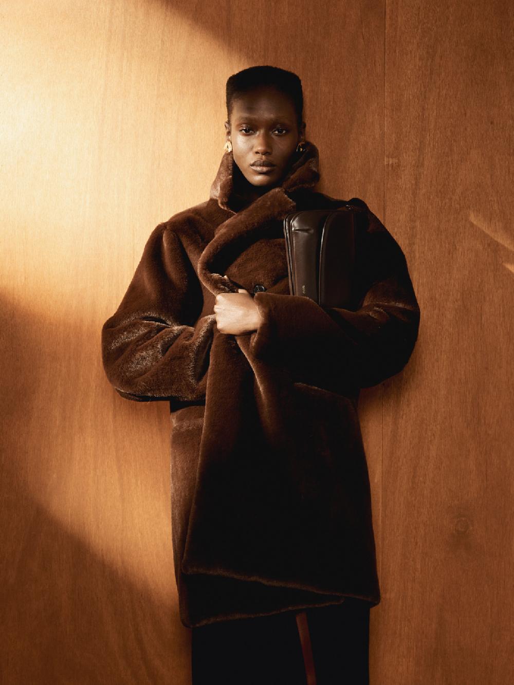 Recto GRANDMA FAUX FUR DOUBLE COAT (VINTAGE BROWN)